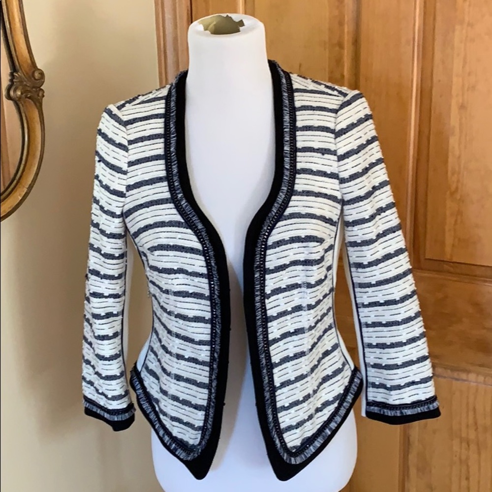 White House Black Market Navy/White/Cream Blazer 4